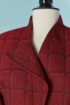 Burgundy single breasted jacket with check pattern MUGLER par THIERRY MUGLER