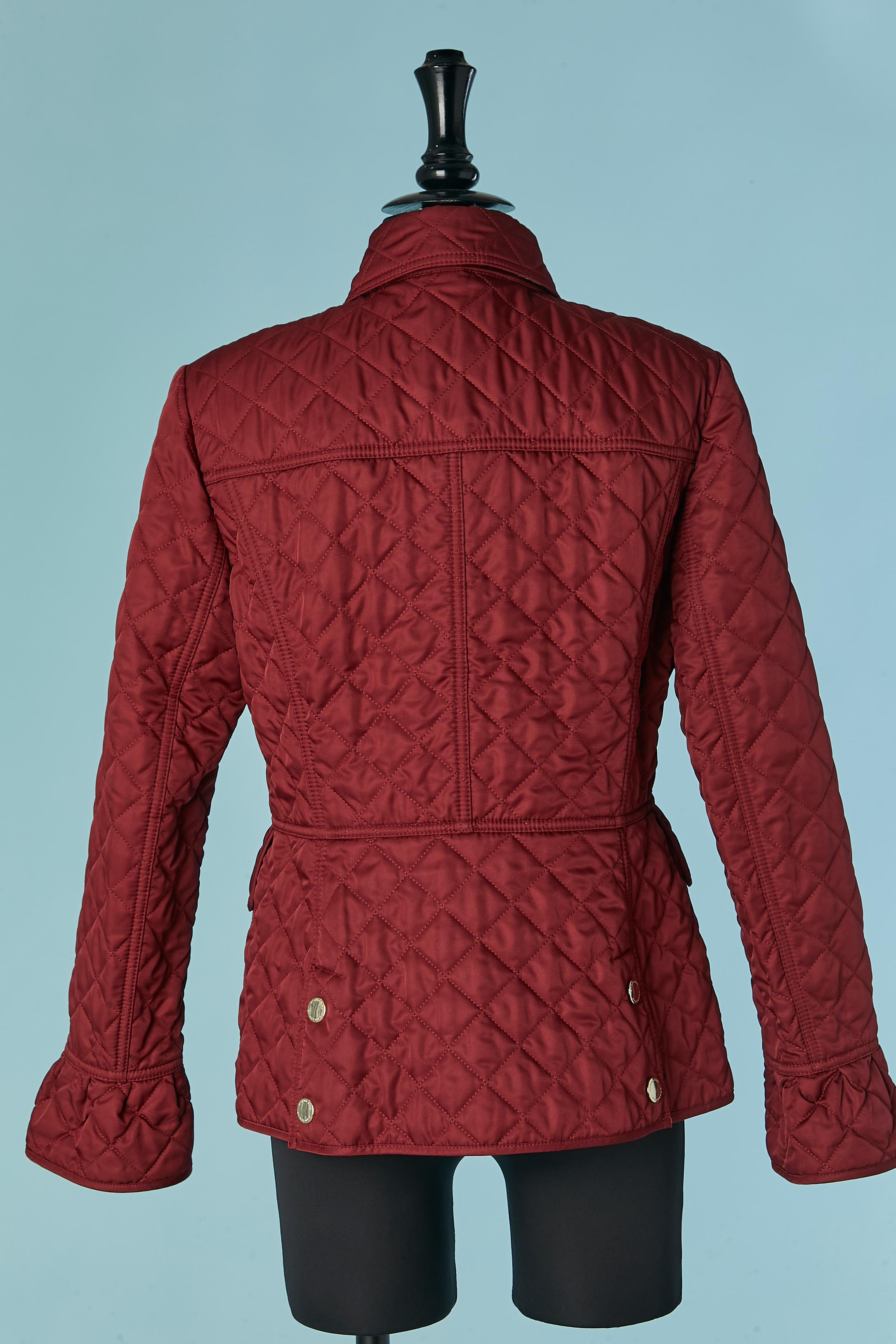 Burgundy single-breasted top-stitched and quilted jacket Burberry London For Sale 1