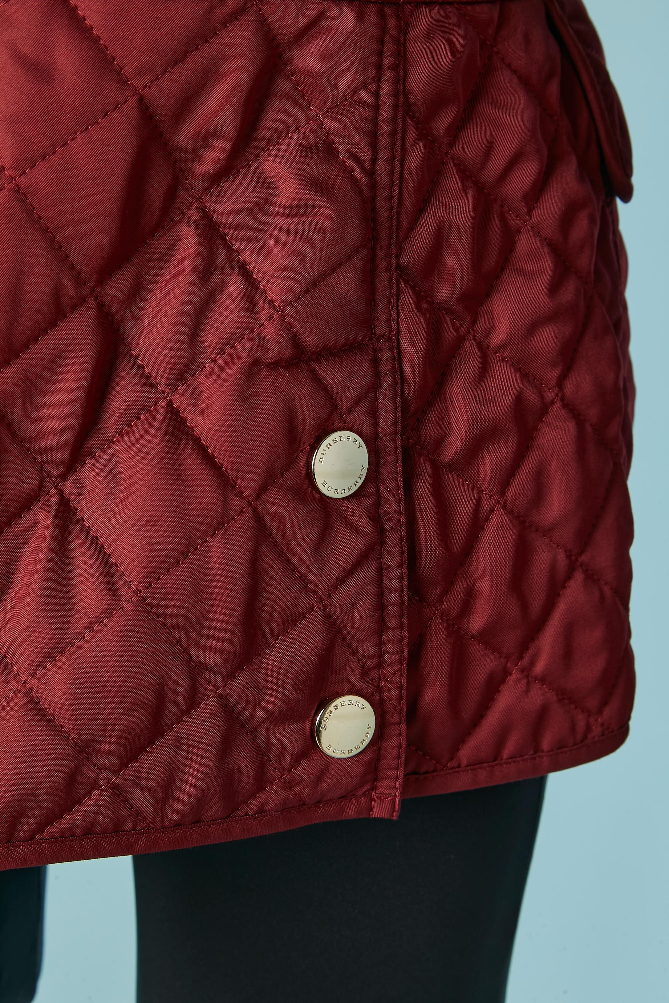 Burgundy single-breasted top-stitched and quilted jacket Burberry London For Sale 2