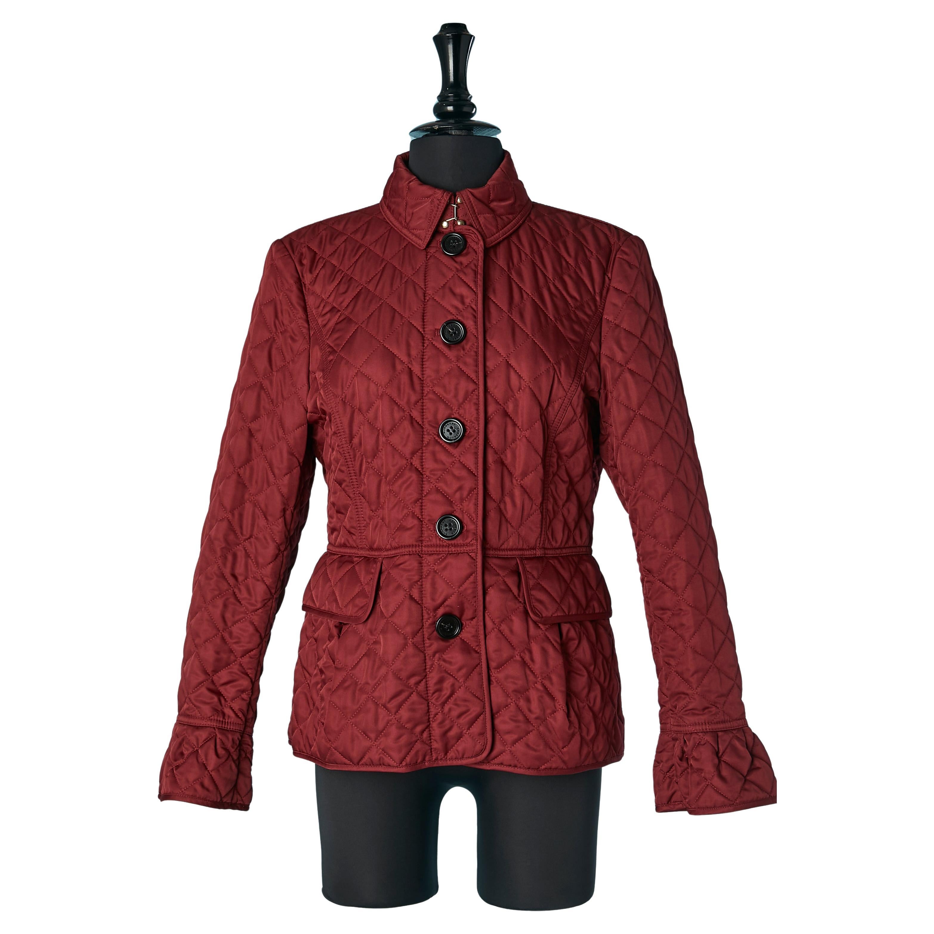 Giacca monopetto bordeaux con impunture e trapuntatura Burberry London