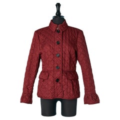 Giacca monopetto bordeaux con impunture e trapuntatura Burberry London