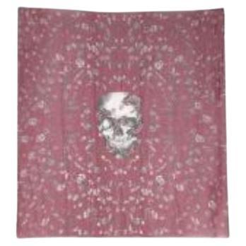 burgundy skull silk chiffon scarf 140 For Sale