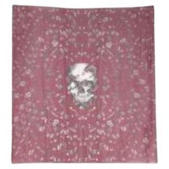 burgundy skull silk chiffon scarf 140