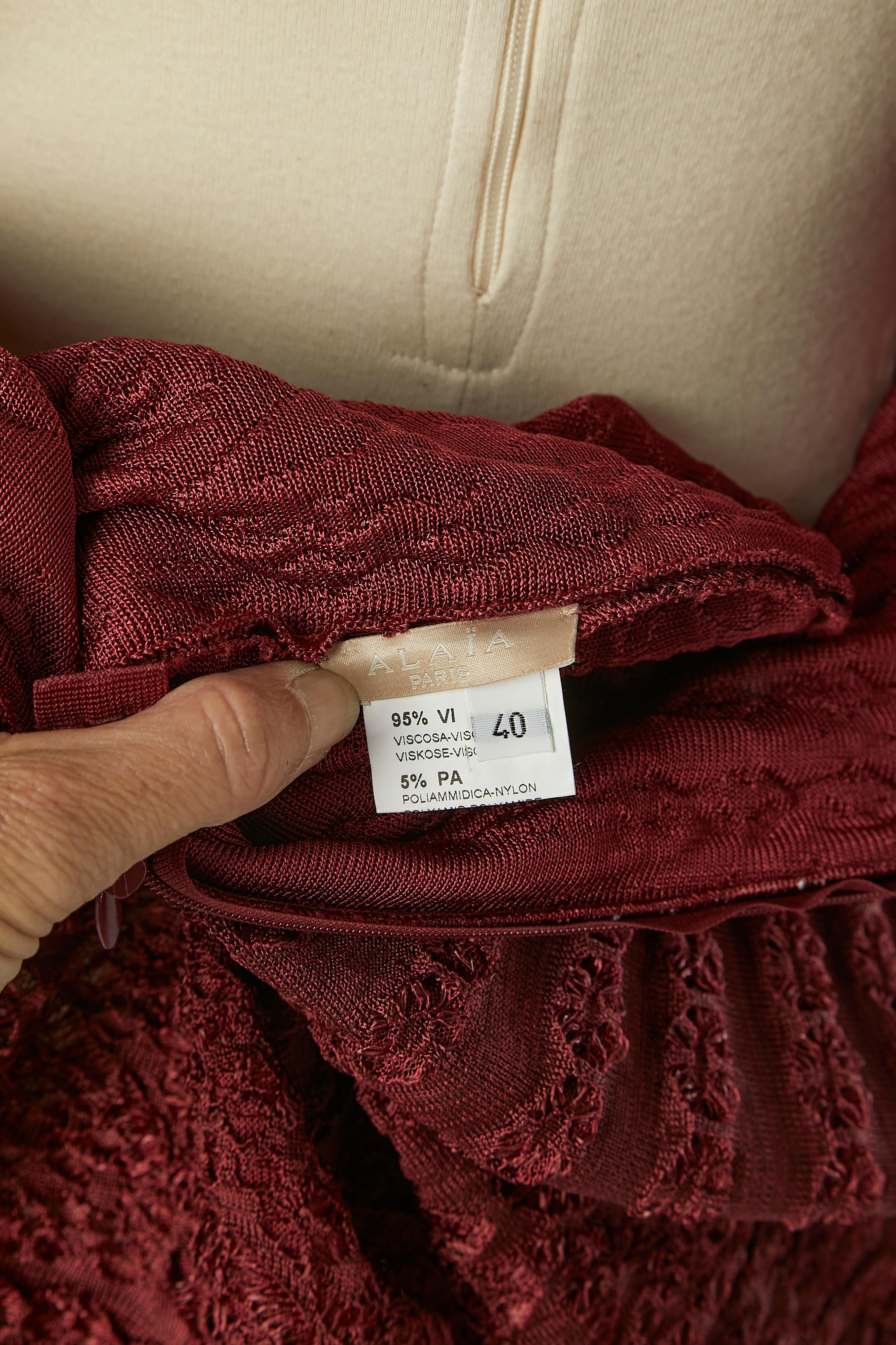 Robe de cocktail sans manches en bourgogne ALAIA en vente 2