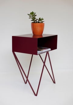 Burgundy Steel Robot Side Table - Customizable