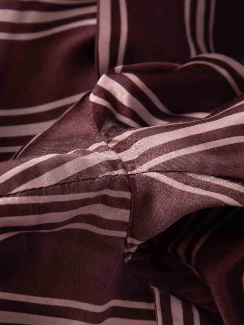 Women's Burgundy Striped Wrap Midi Dress Size XS