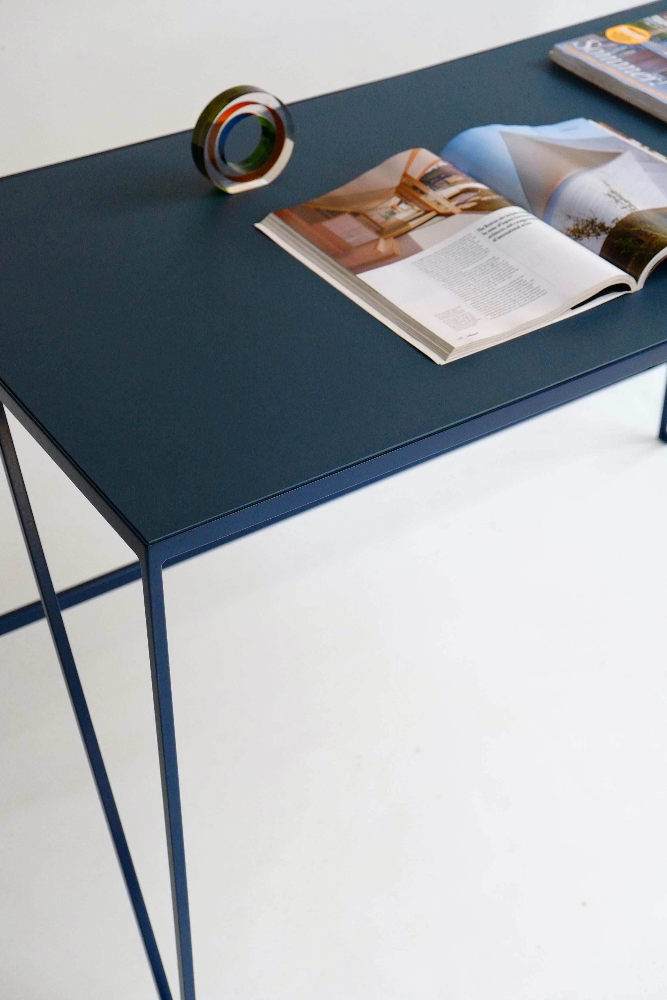 Burgundy Study Desk with Natural Linoleum Table Top and Drawer, Customizable For Sale 6
