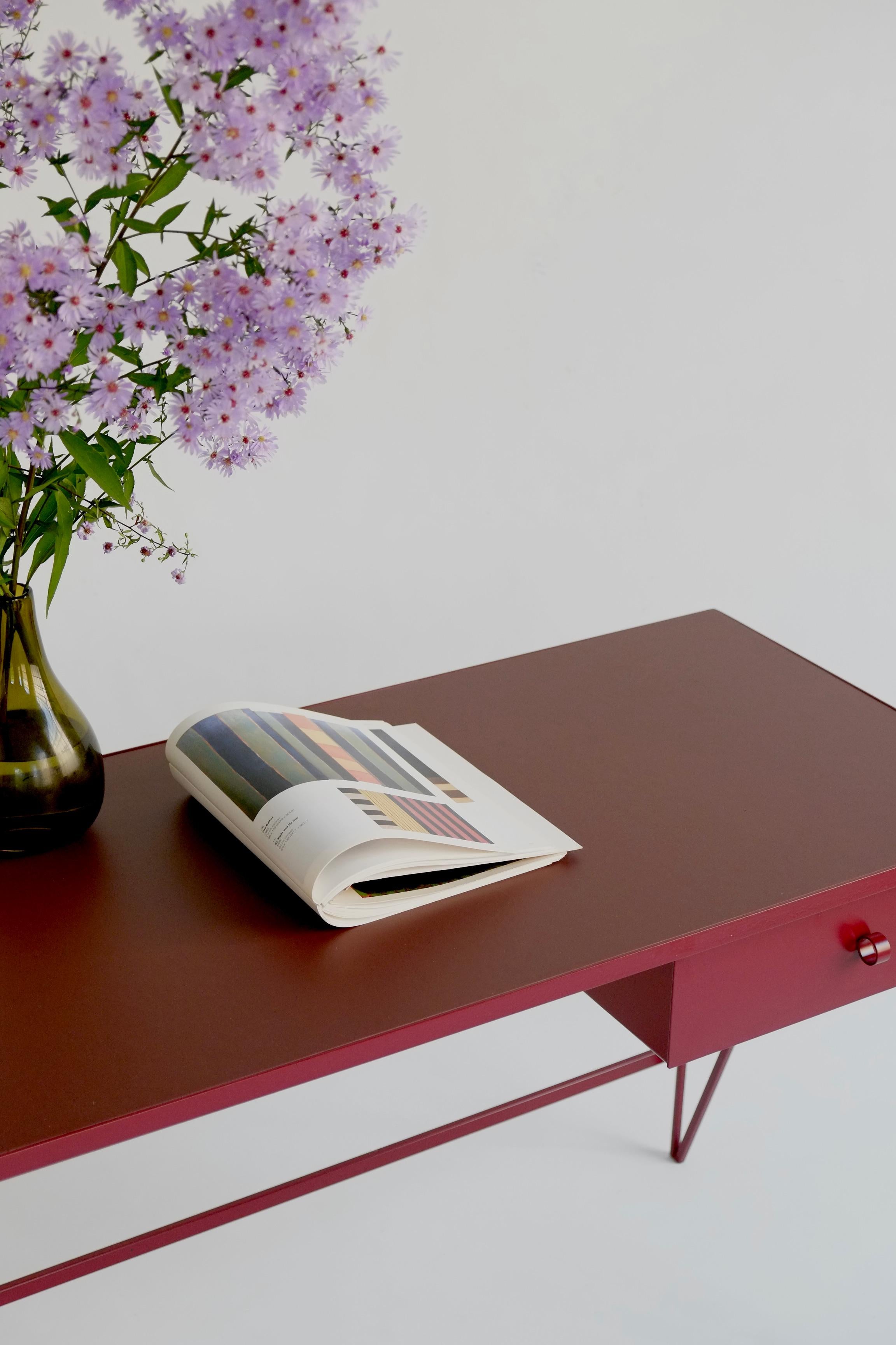burgundy desk
