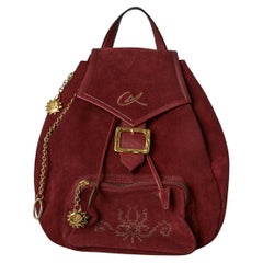 Burgundy  suede back-pack bag with front pocket Christian Lacroix