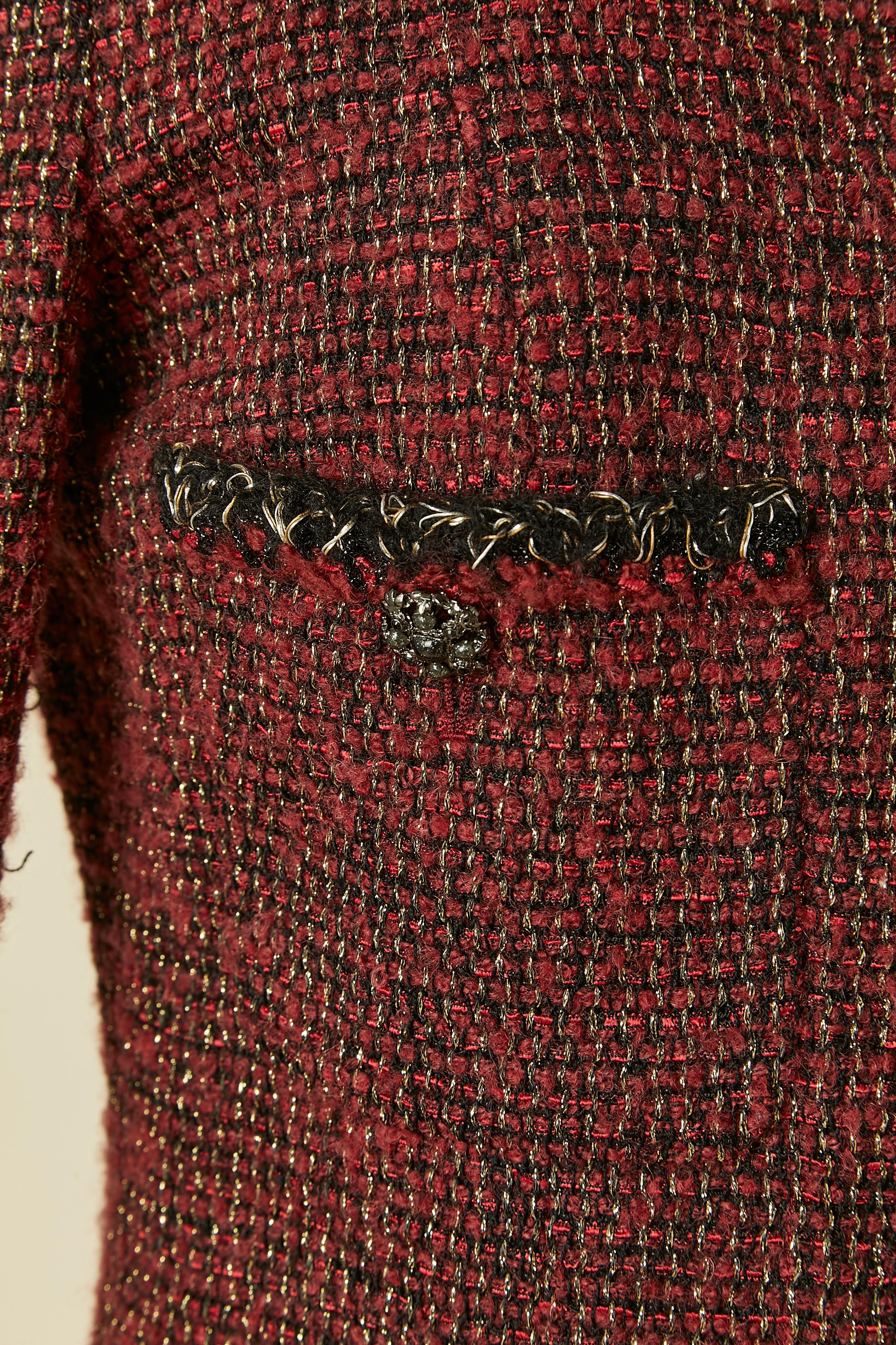 Veste en tweed bourgogne CHANEL Excellent état - En vente à Saint-Ouen-Sur-Seine, FR
