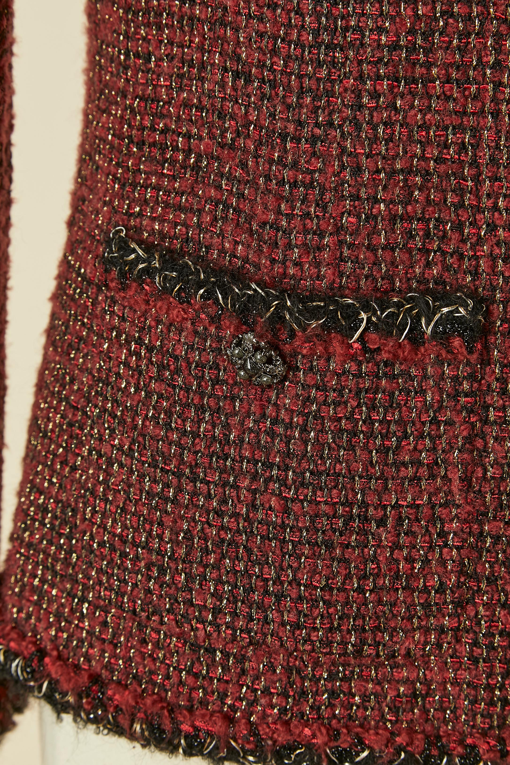 Veste en tweed bourgogne CHANEL Pour femmes en vente