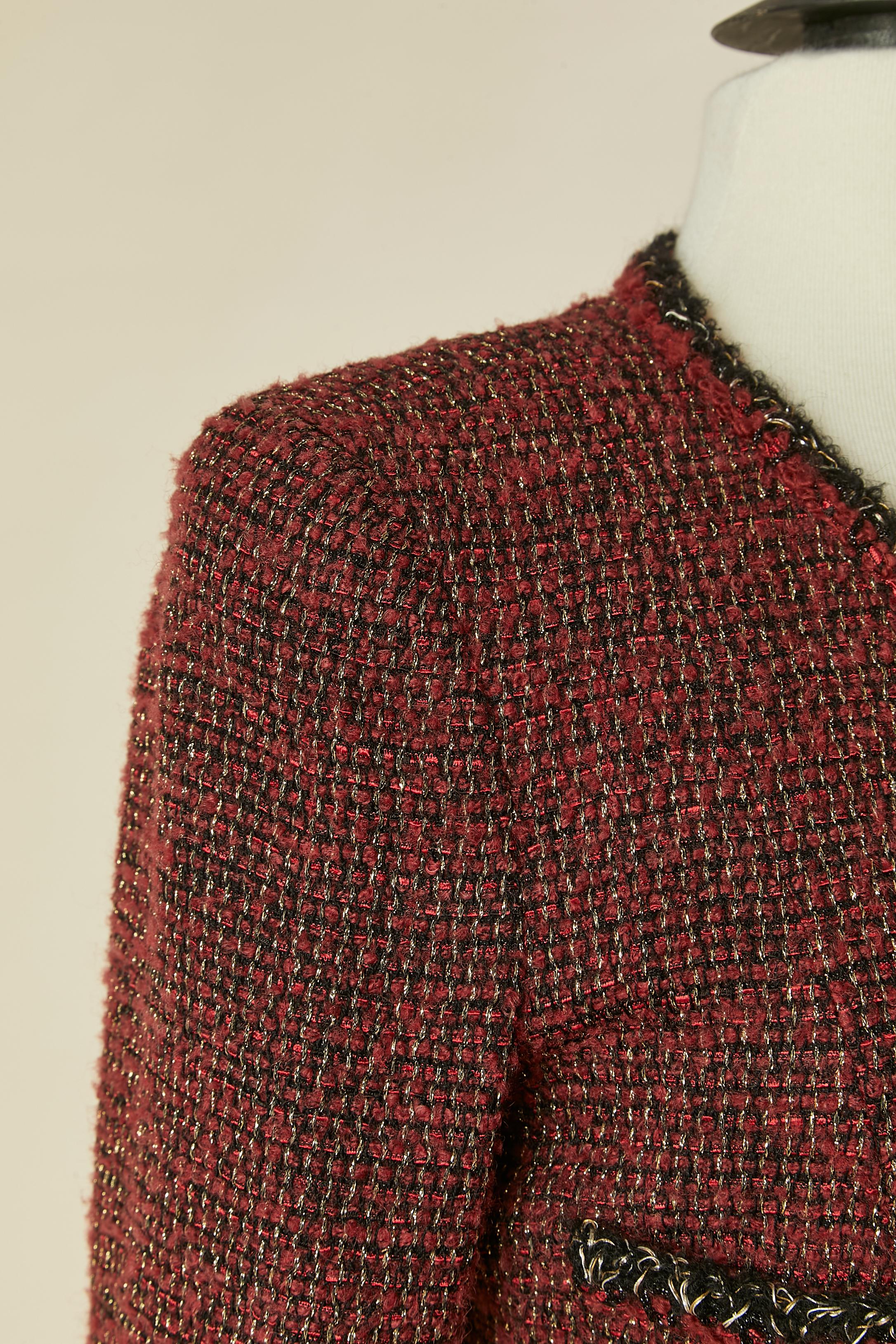 Veste en tweed bourgogne CHANEL en vente 1