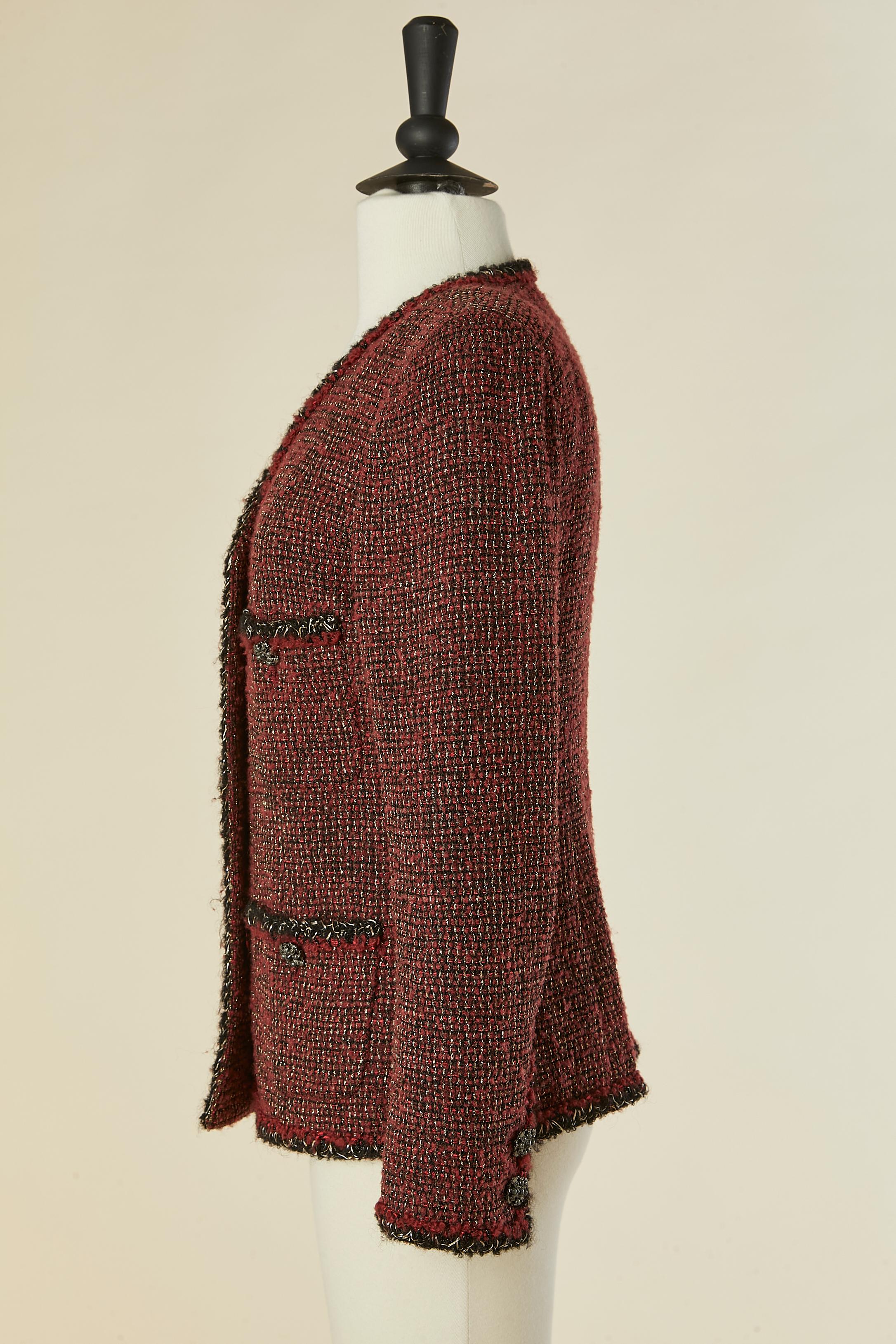 Veste en tweed bourgogne CHANEL en vente 2