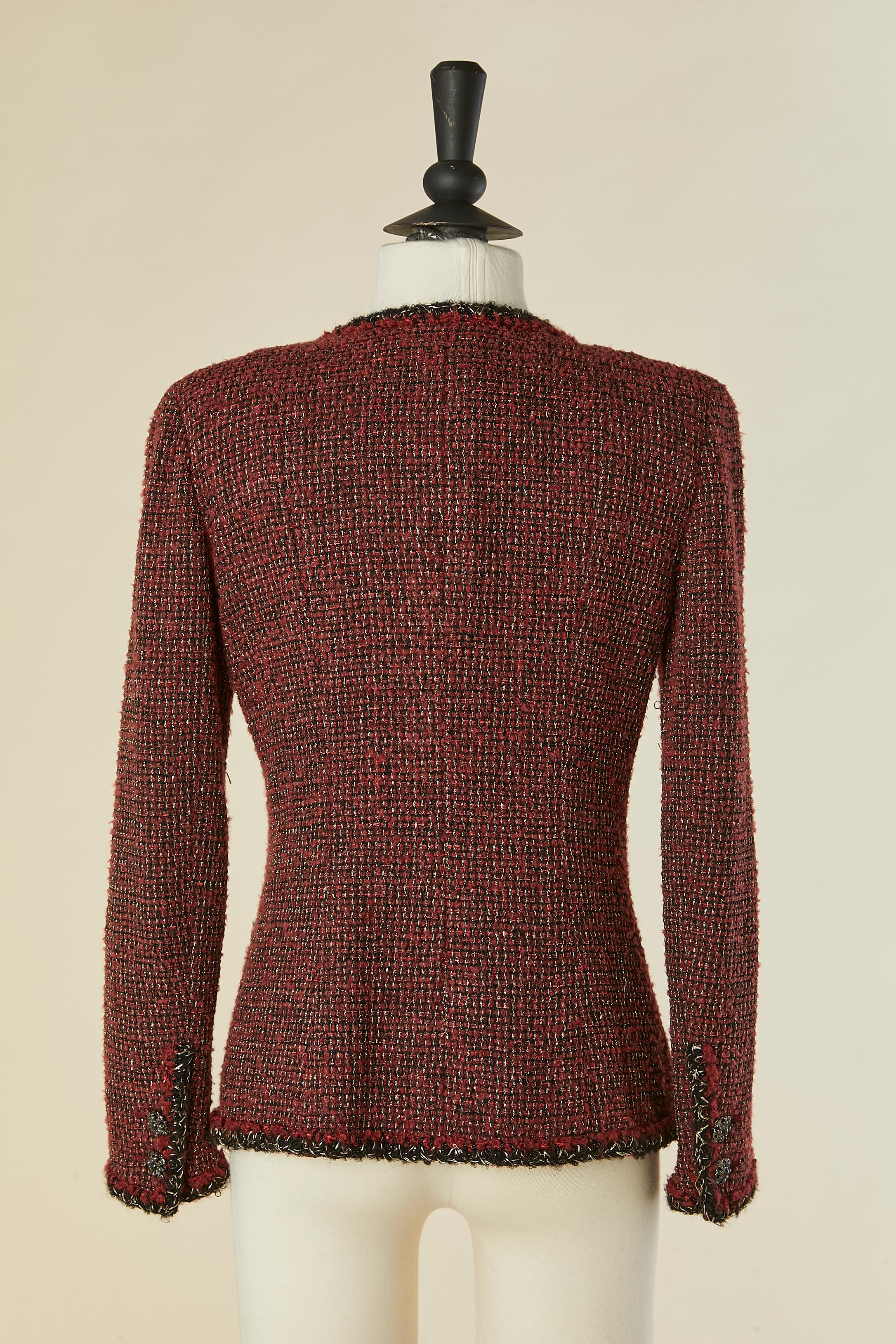 Veste en tweed bourgogne CHANEL en vente 3