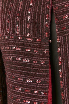 Burgundy tweed with sequin single-breasted jacket Chanel Circa 2000