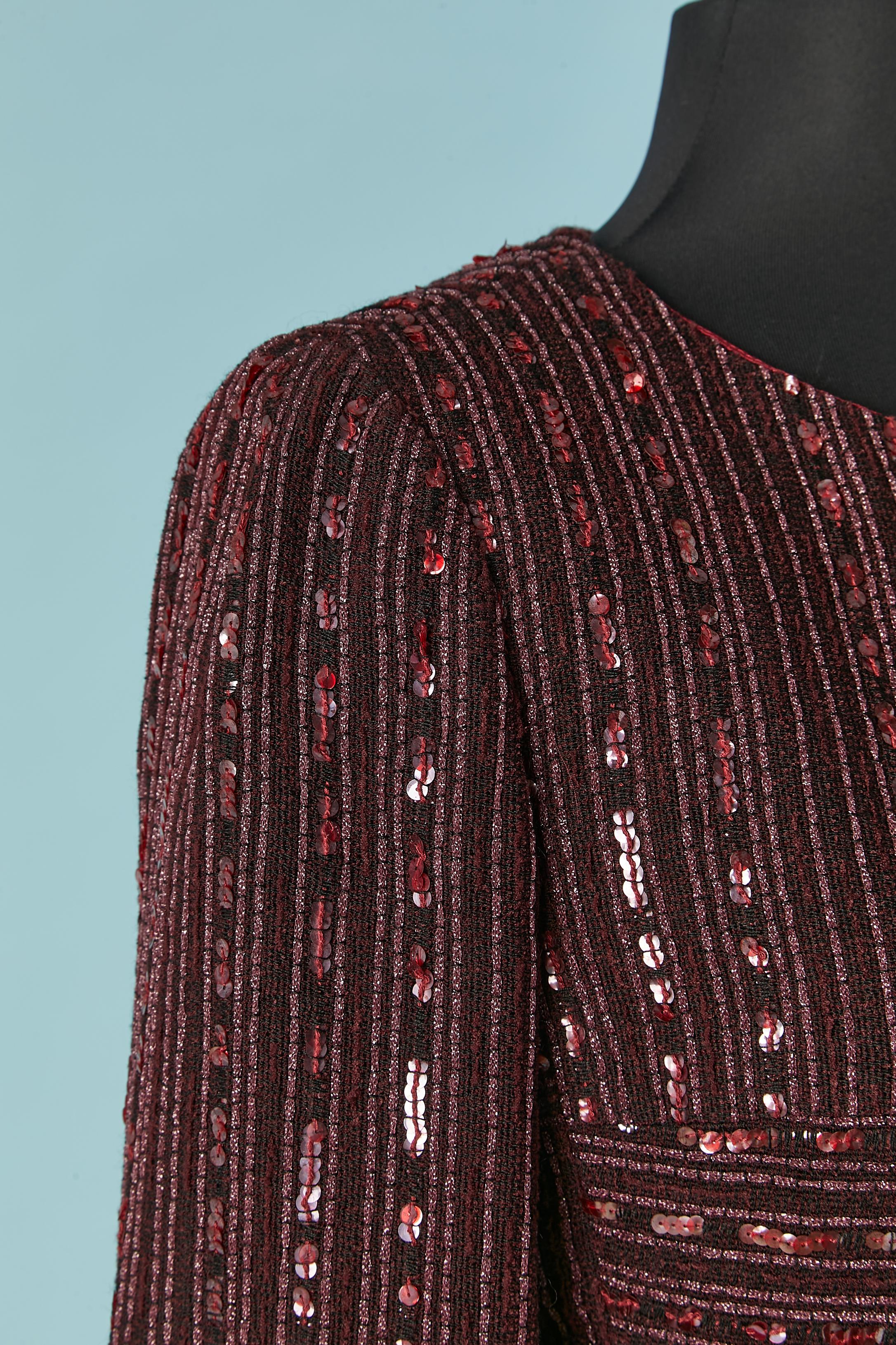 Giacca monopetto in tweed bordeaux con paillettes Chanel Circa 2000 In condizioni ottime in vendita a Saint-Ouen-Sur-Seine, FR