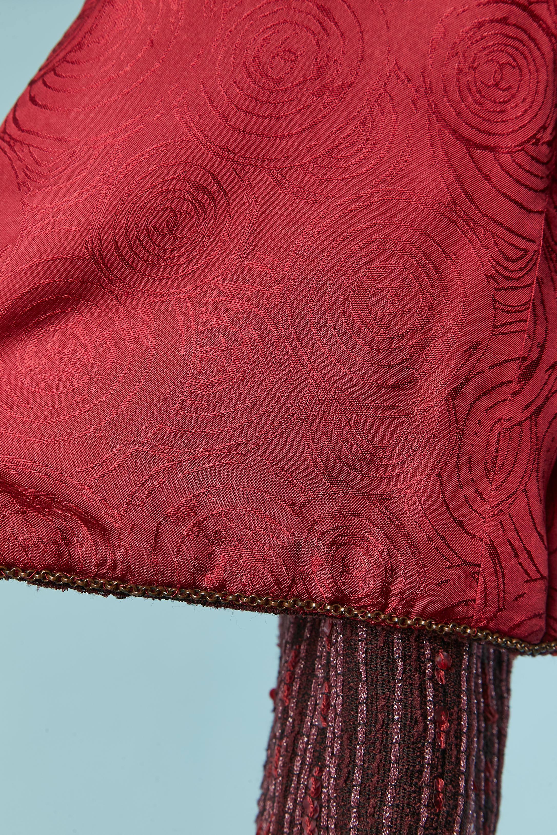 Giacca monopetto in tweed bordeaux con paillettes Chanel Circa 2000 in vendita 3