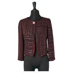 Burgundy tweed with sequin single-breasted jacket Chanel Circa 2000