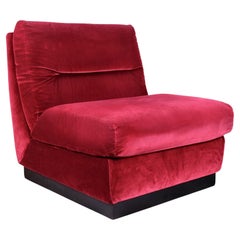 Vintage Burgundy velvet armchair from France, 1980s
