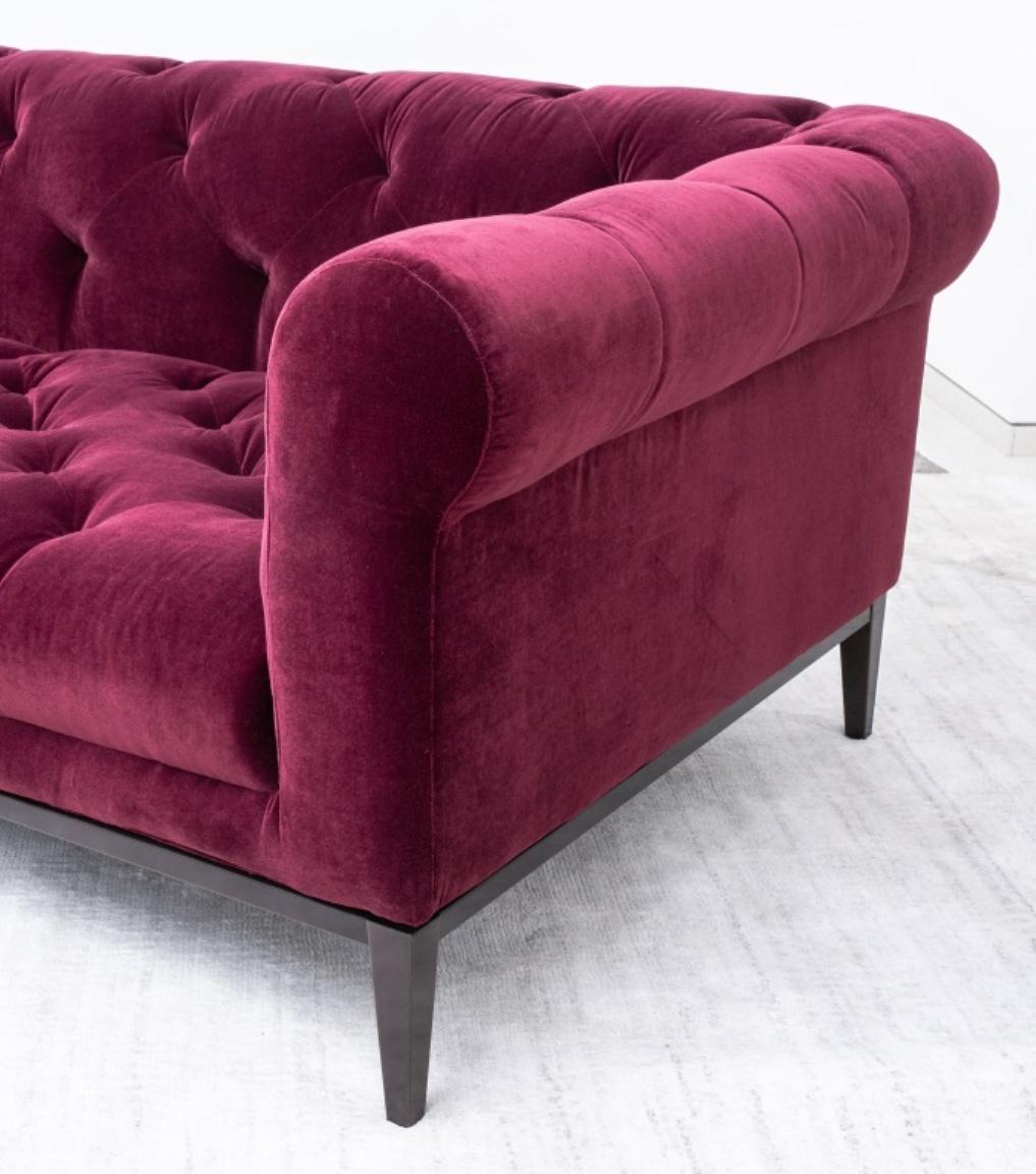 Bronzed Burgundy Velvet Chesterfield Tufted Sofa