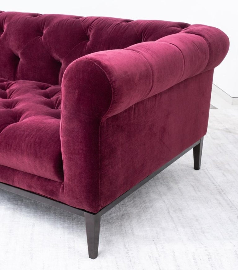 Burgundy Velvet Chesterfield Tufted Sofa For Sale at 1stDibs