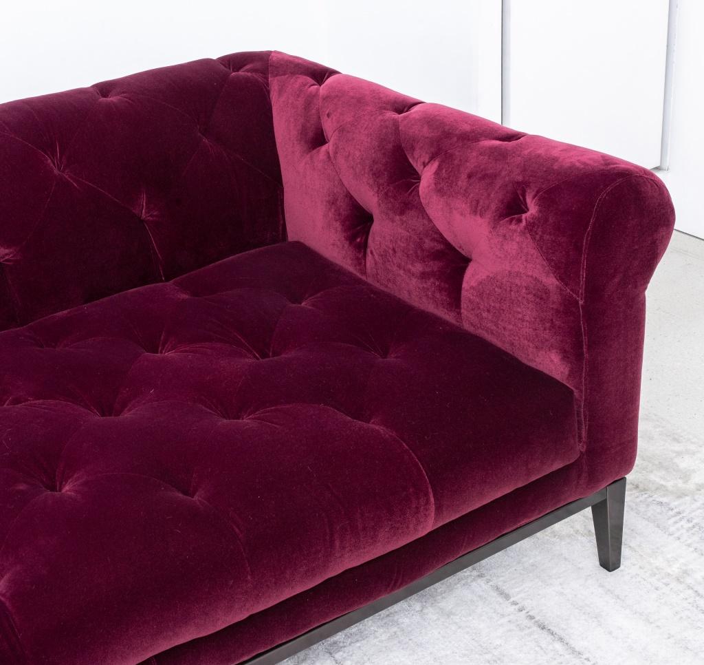 Burgundy Velvet Chesterfield Tufted Sofa In Good Condition In Astoria, NY