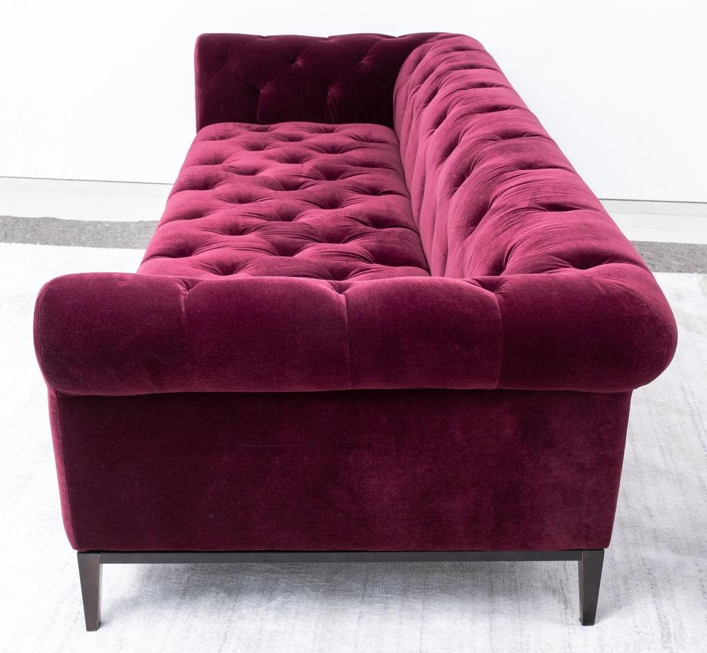 Metal Burgundy Velvet Chesterfield Tufted Sofa