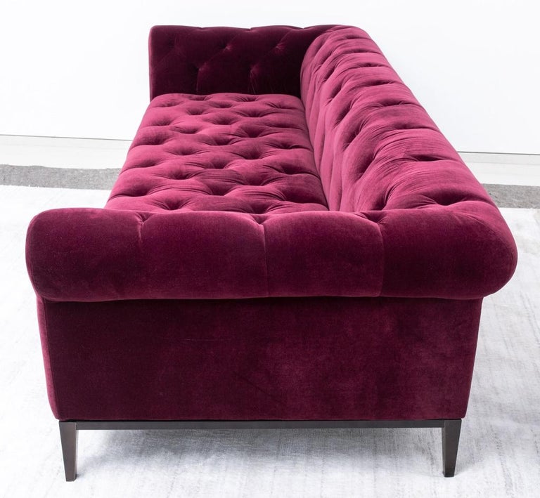 Burgundy Velvet Chesterfield Tufted Sofa For Sale at 1stDibs