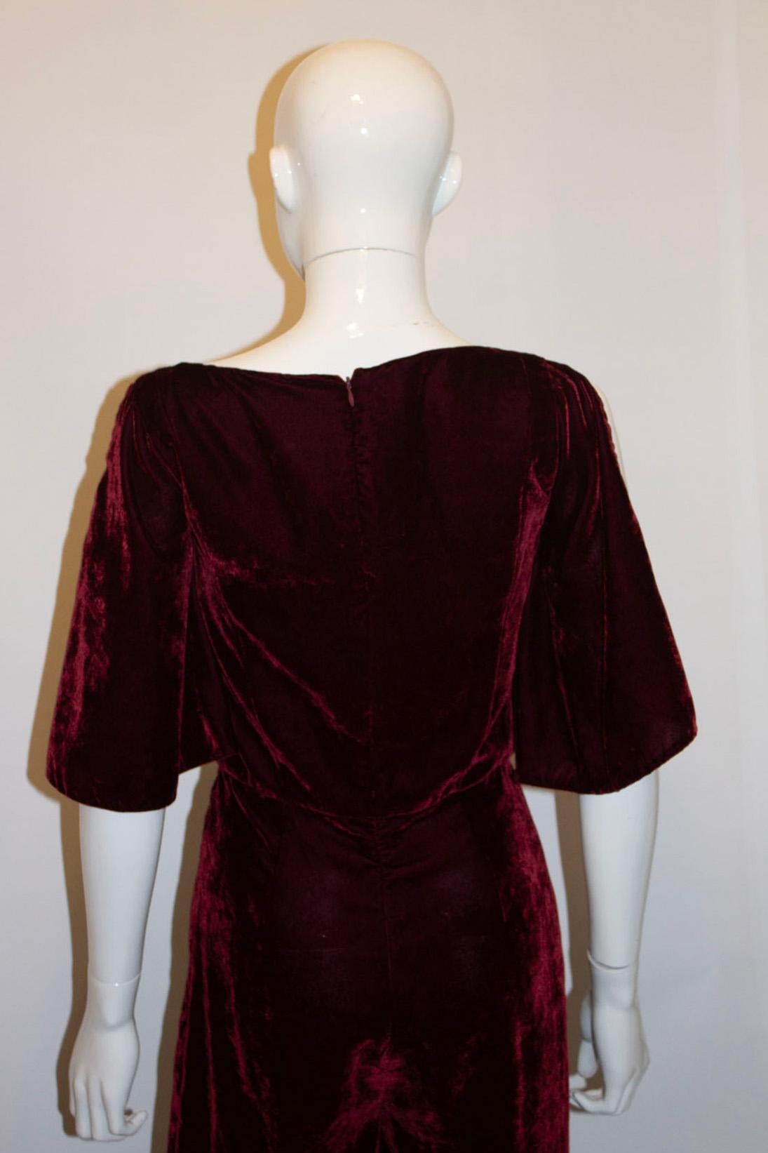 Burgundy Velvet Jump Suit By Beulah In Good Condition For Sale In London, GB