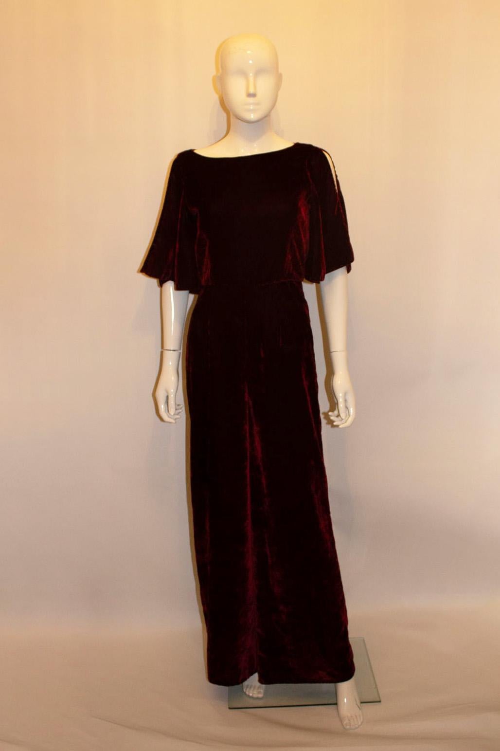 Women's Burgundy Velvet Jump Suit By Beulah For Sale