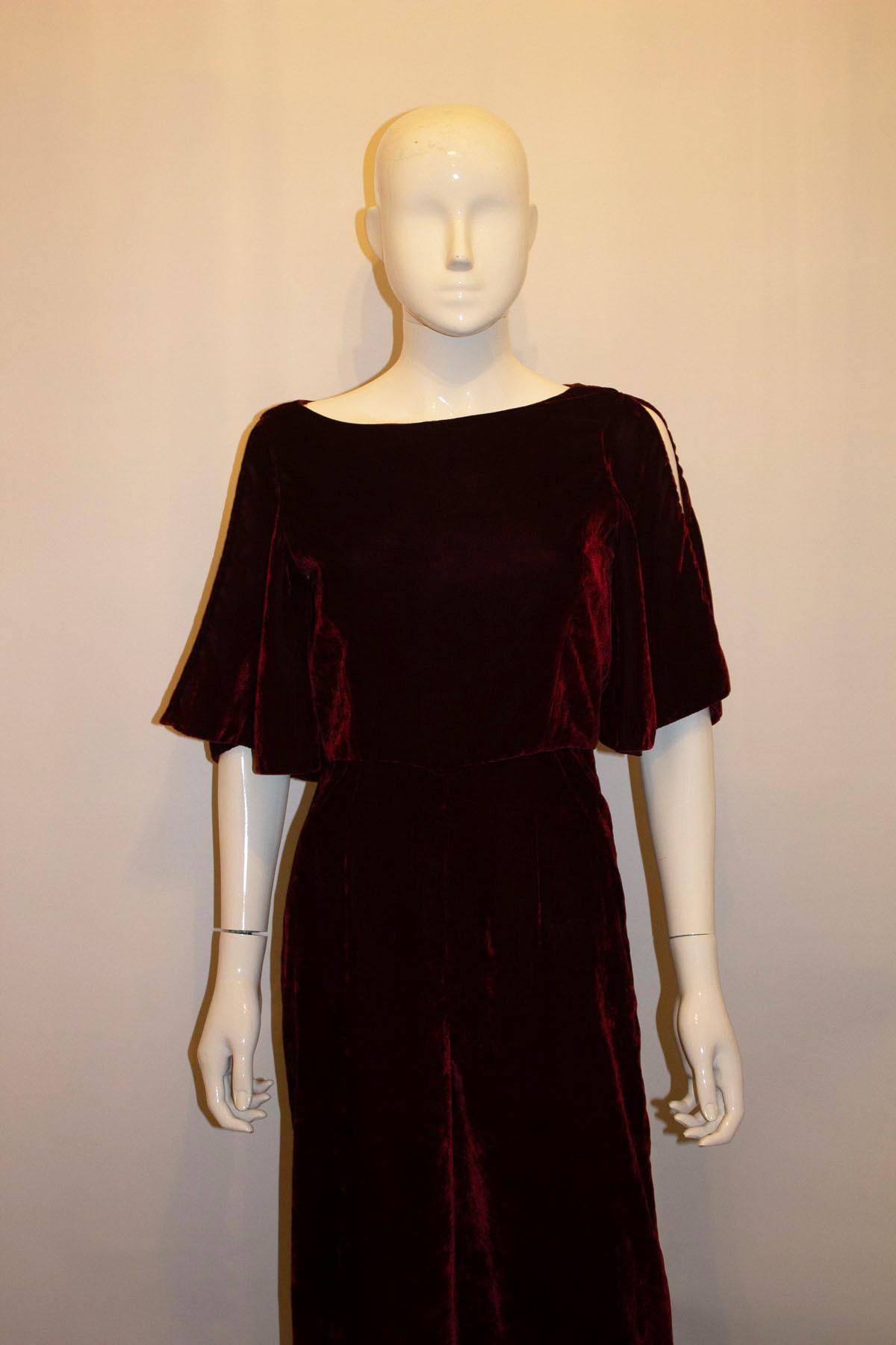 Burgundy Velvet Jump Suit By Beulah For Sale 1