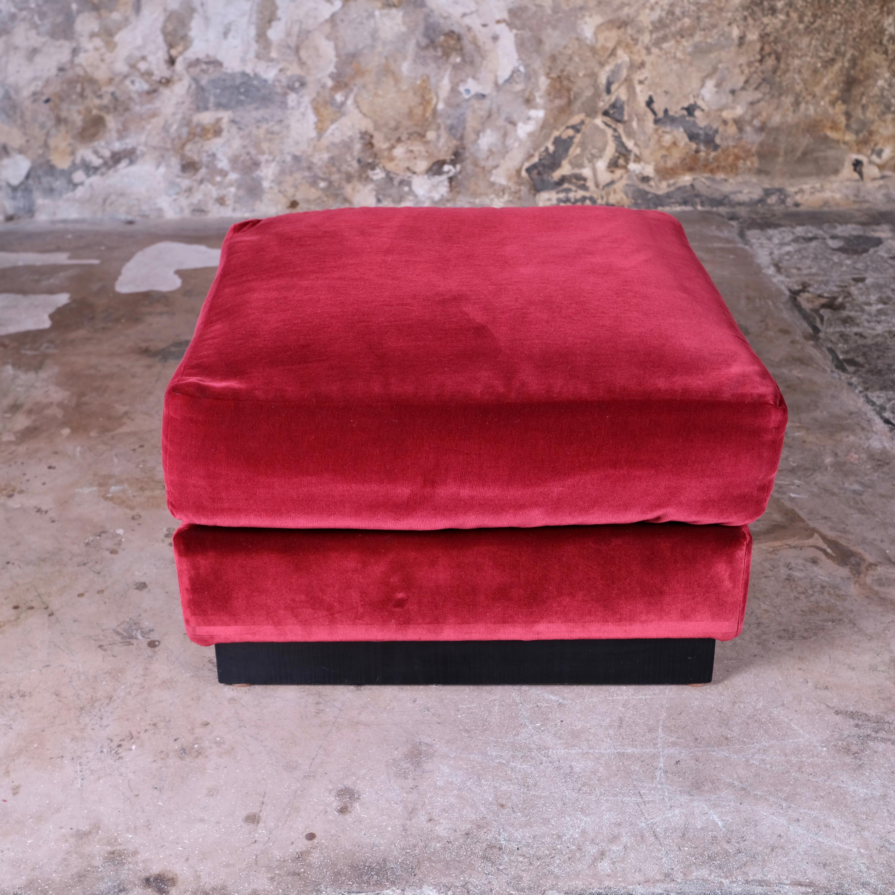 Burgundy velvet living room set, made in France, 1980s 9