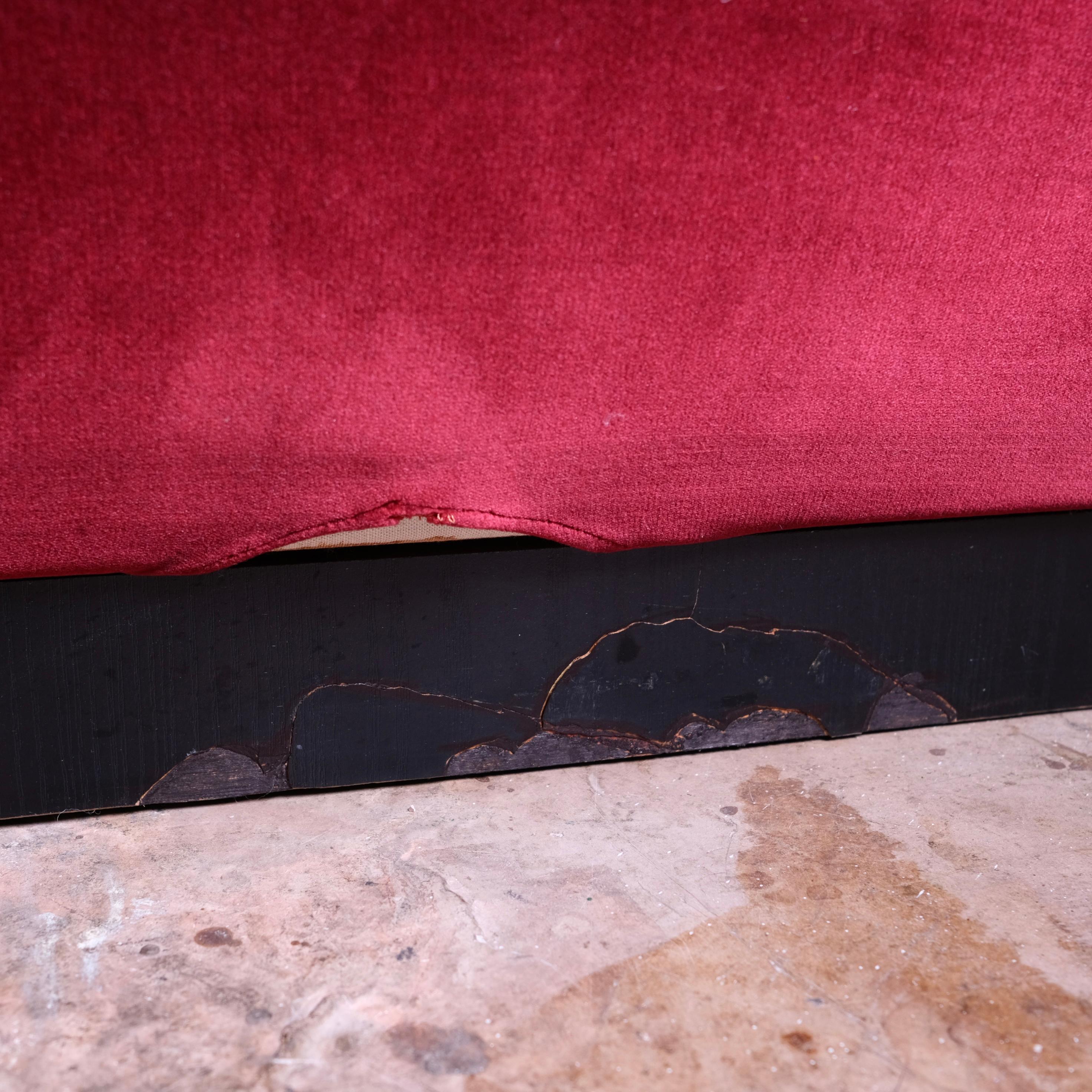 Burgundy velvet living room set, made in France, 1980s 11