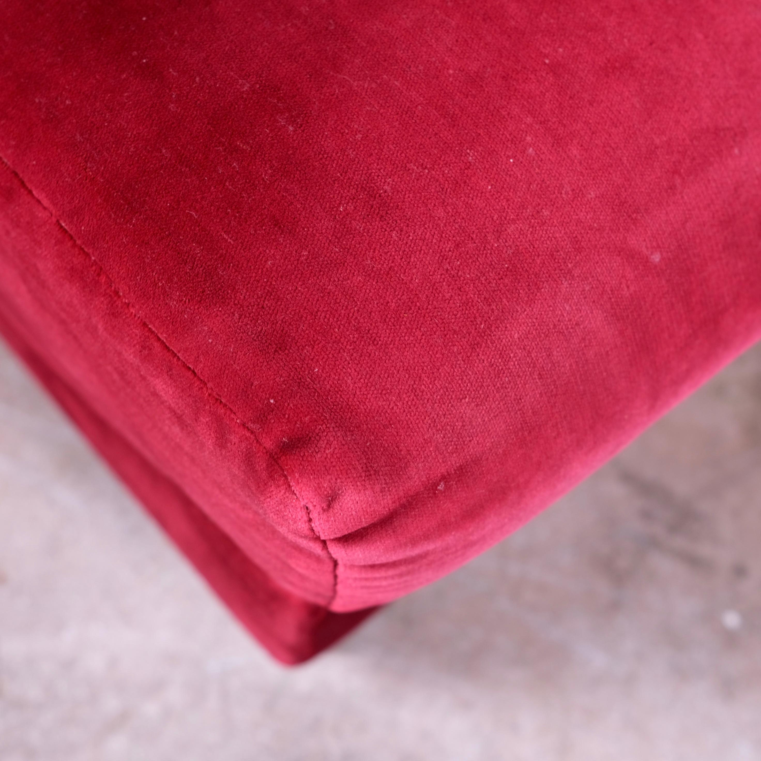Burgundy velvet living room set, made in France, 1980s 2