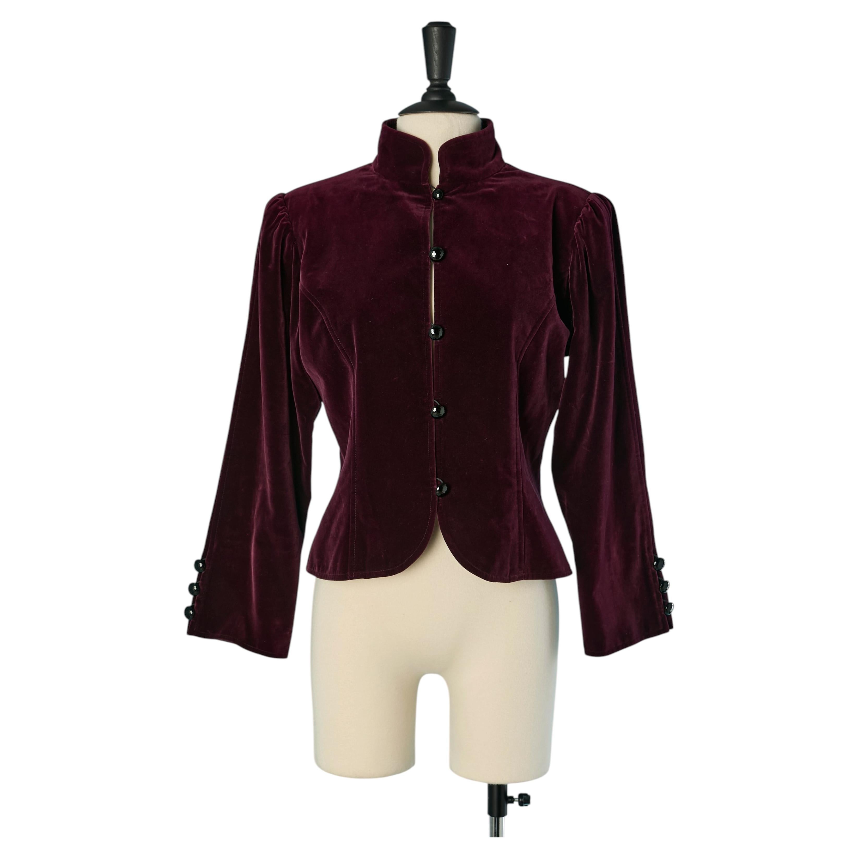 Burgundy velvet single breasted jacket SAINT LAURENT RIVE GAUCHE