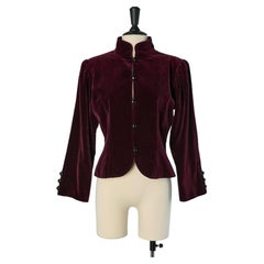 Burgundy velvet single breasted jacket SAINT LAURENT RIVE GAUCHE
