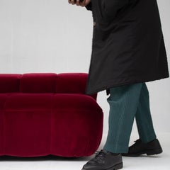 Burgundy Velvet Strips sofa by Cini Boeri, 1960s