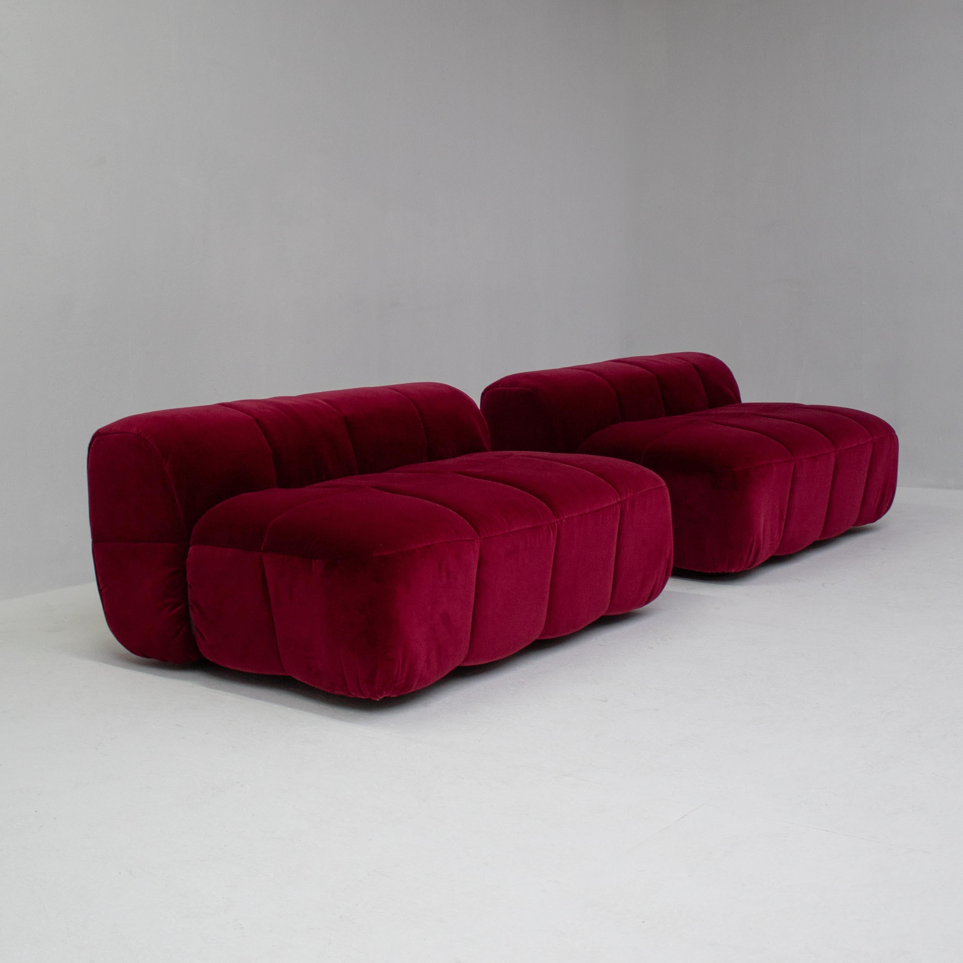 Italian Burgundy Velvet Strips sofa by Cini Boeri, 1960s