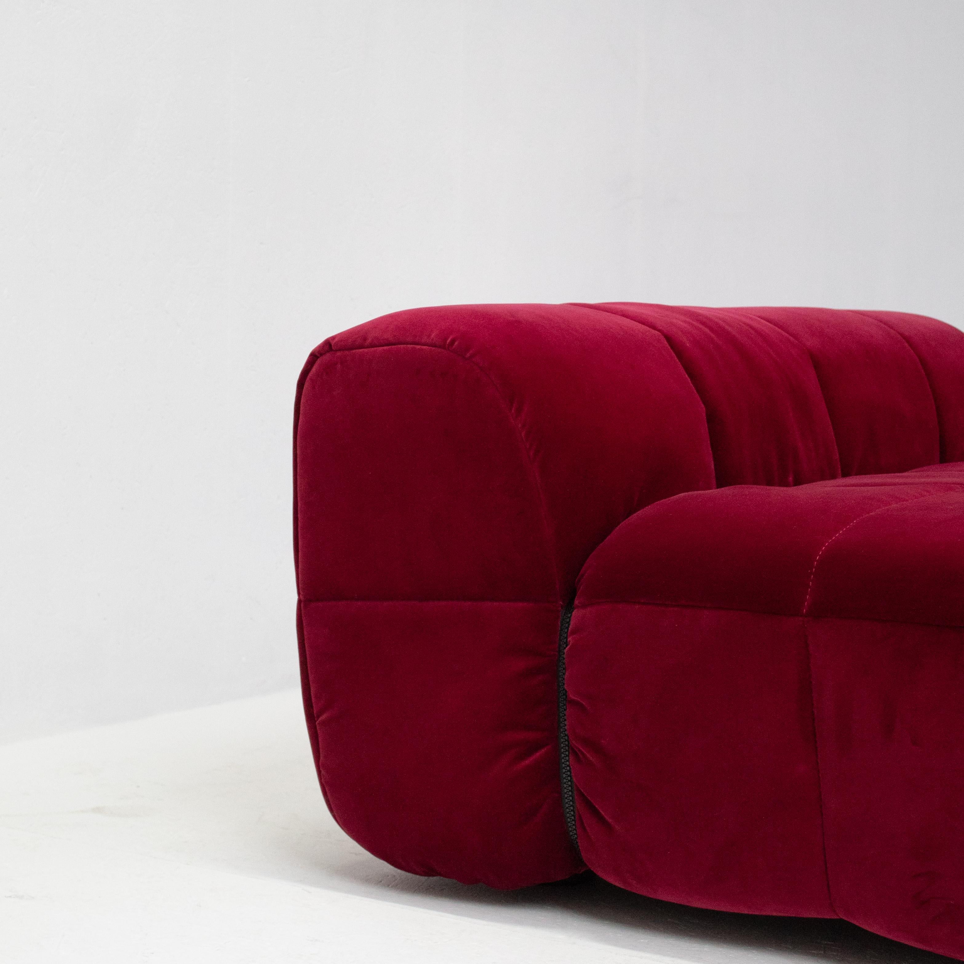 Mid-20th Century Burgundy Velvet Strips sofa by Cini Boeri, 1960s