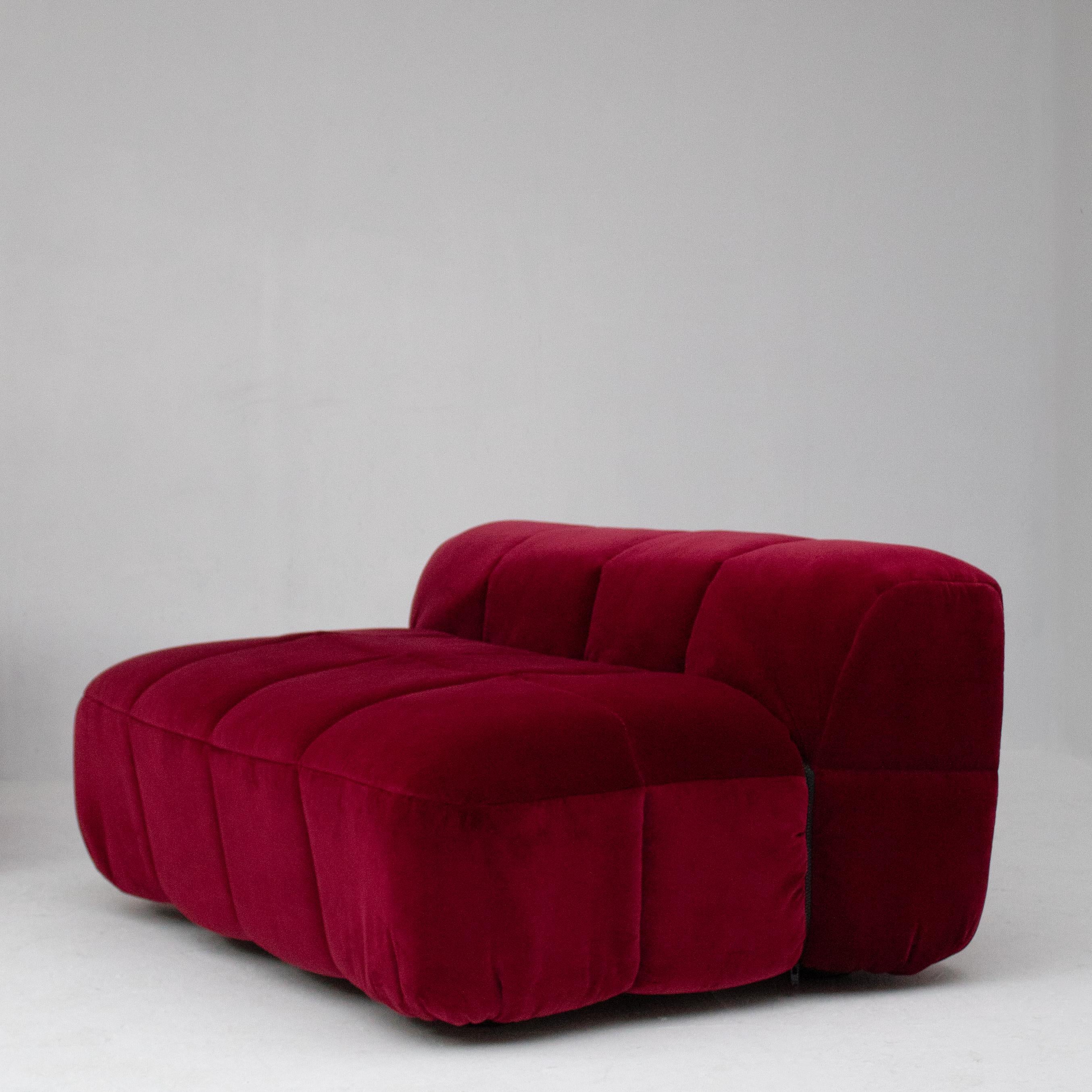 Burgundy Velvet Strips sofa by Cini Boeri, 1960s 1