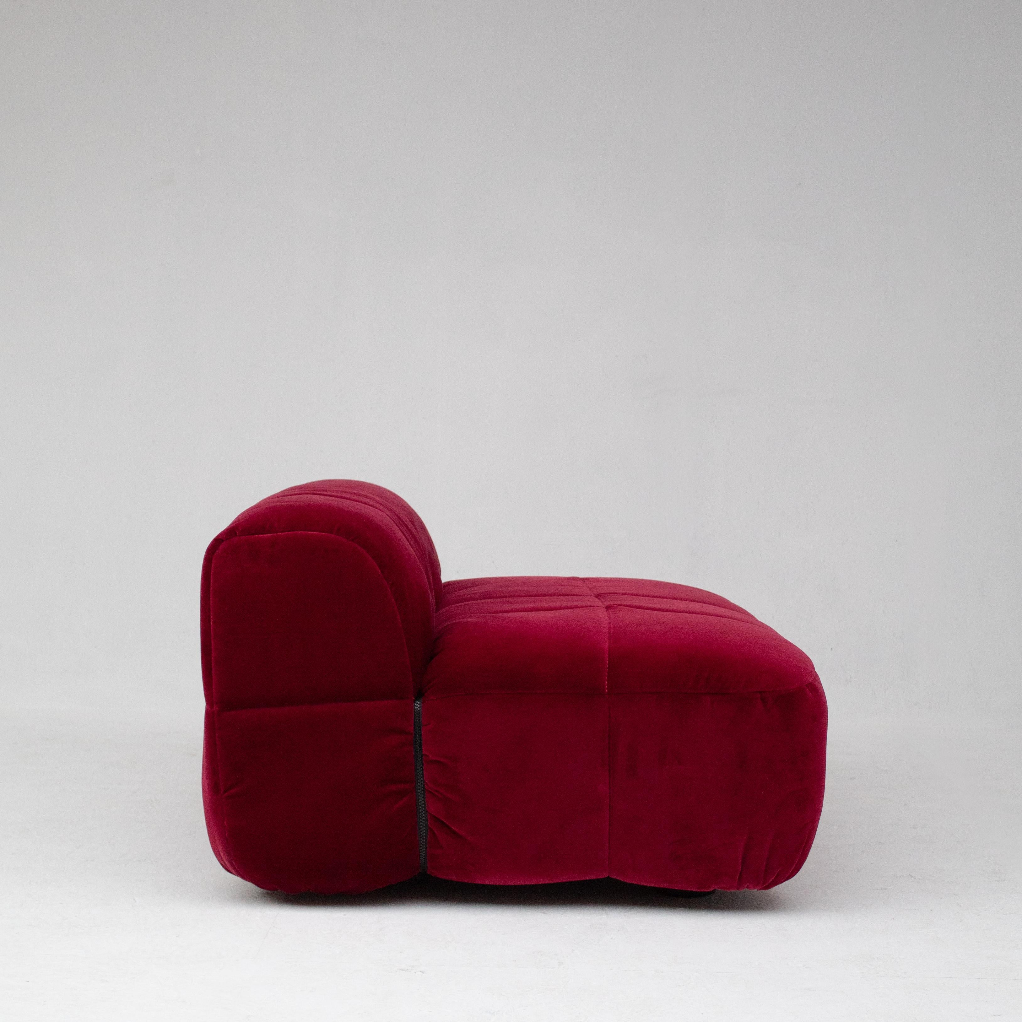 Burgundy Velvet Strips sofa by Cini Boeri, 1960s 4