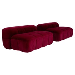 Burgundy Velvet Strips sofa by Cini Boeri, 1960s