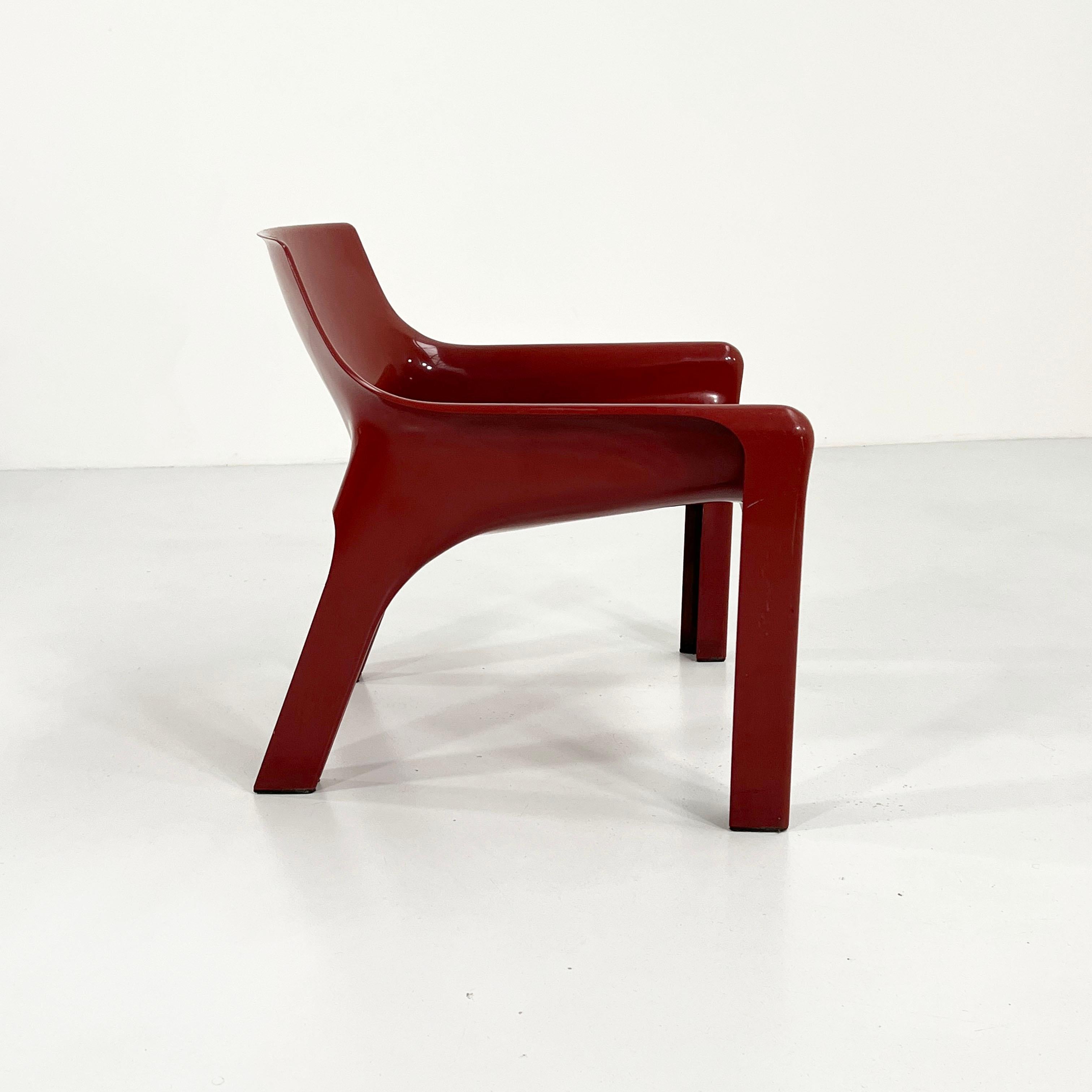 Italian Burgundy Vicario Lounge Chair by Vico Magistretti for Artemide, 1970s