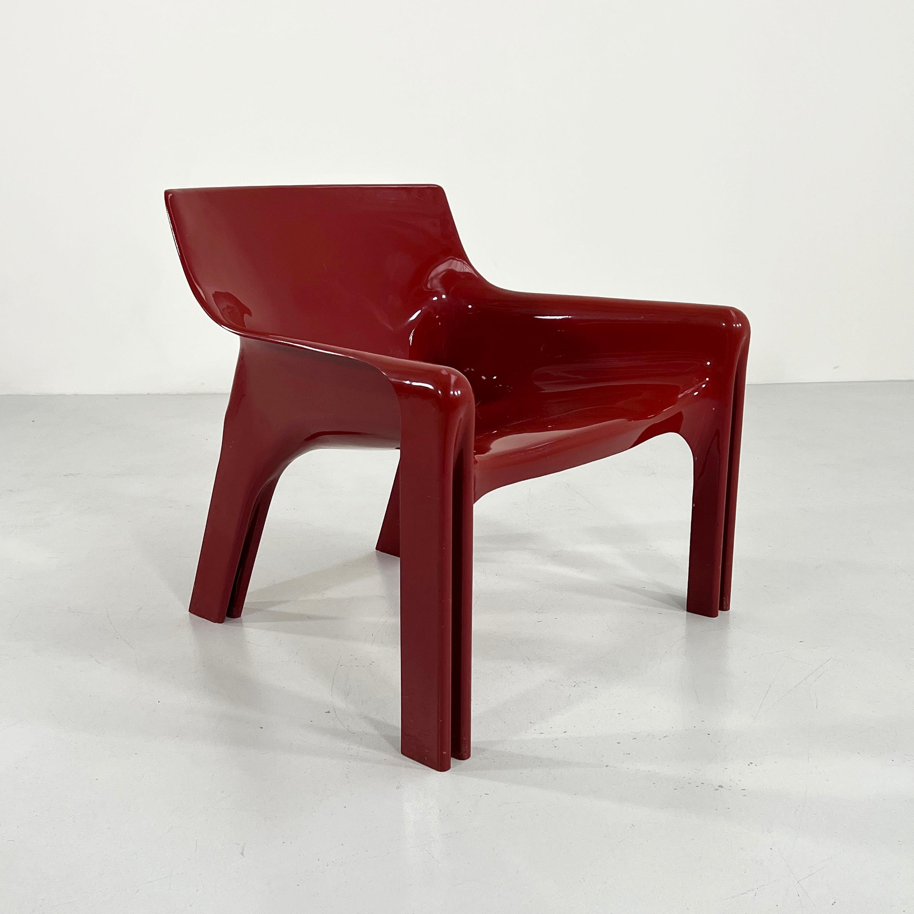 Burgundy Vicario Lounge Chair by Vico Magistretti for Artemide, 1970s 2