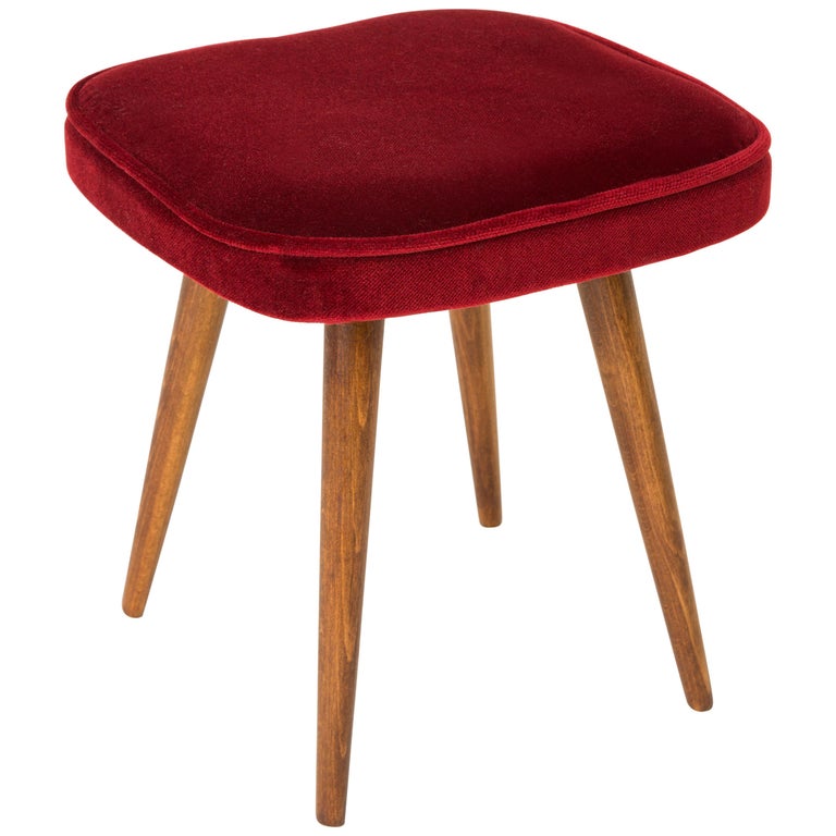 Burgundy Vintage Stool, 1960s For Sale at 1stDibs