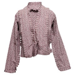 Burgundy & White Alaia Printed Tie-Front Blouse Size IT 40