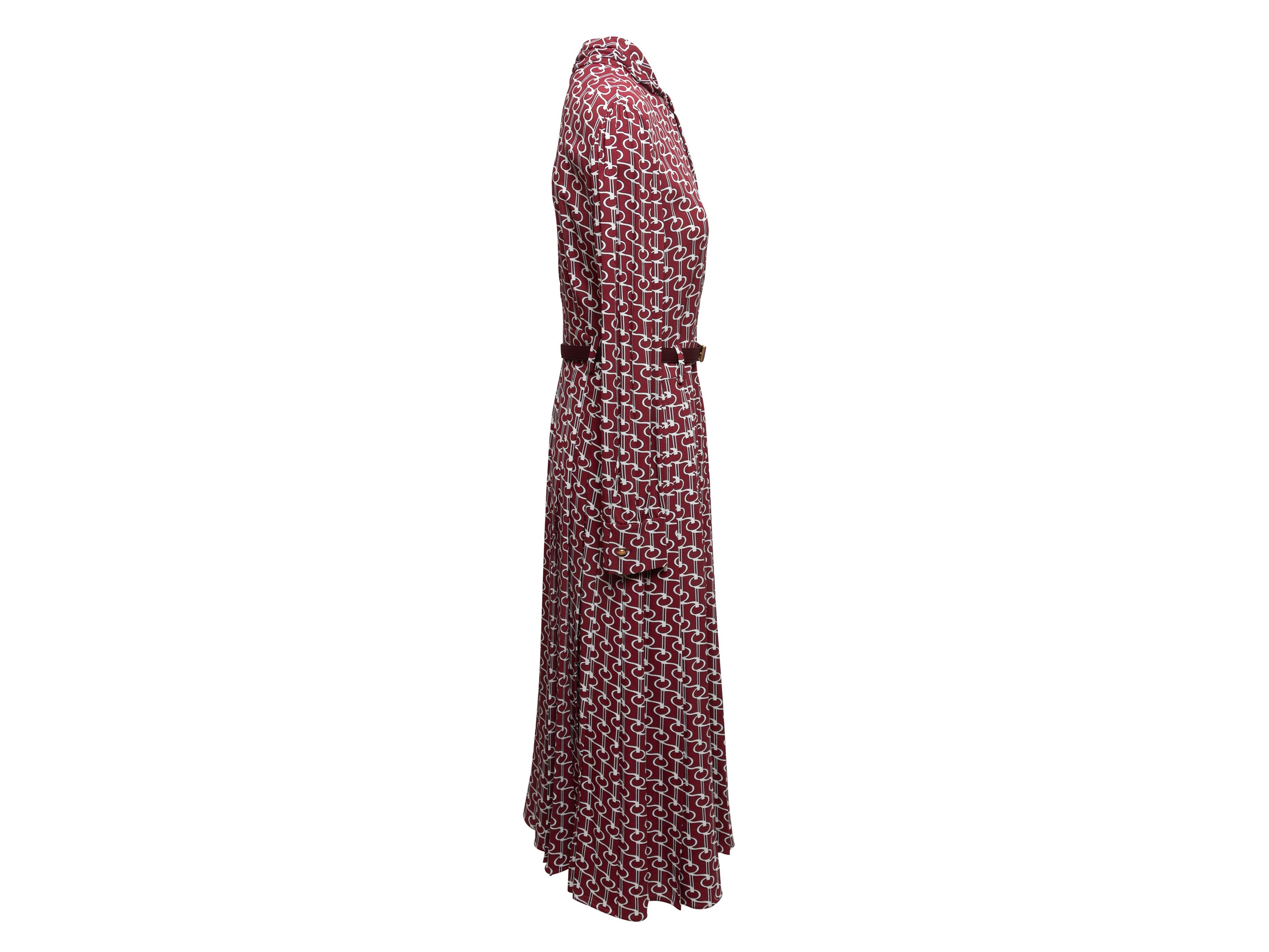 Burgundy & White Prada Abstract Printed Dress Size US M/L In Good Condition In New York, NY