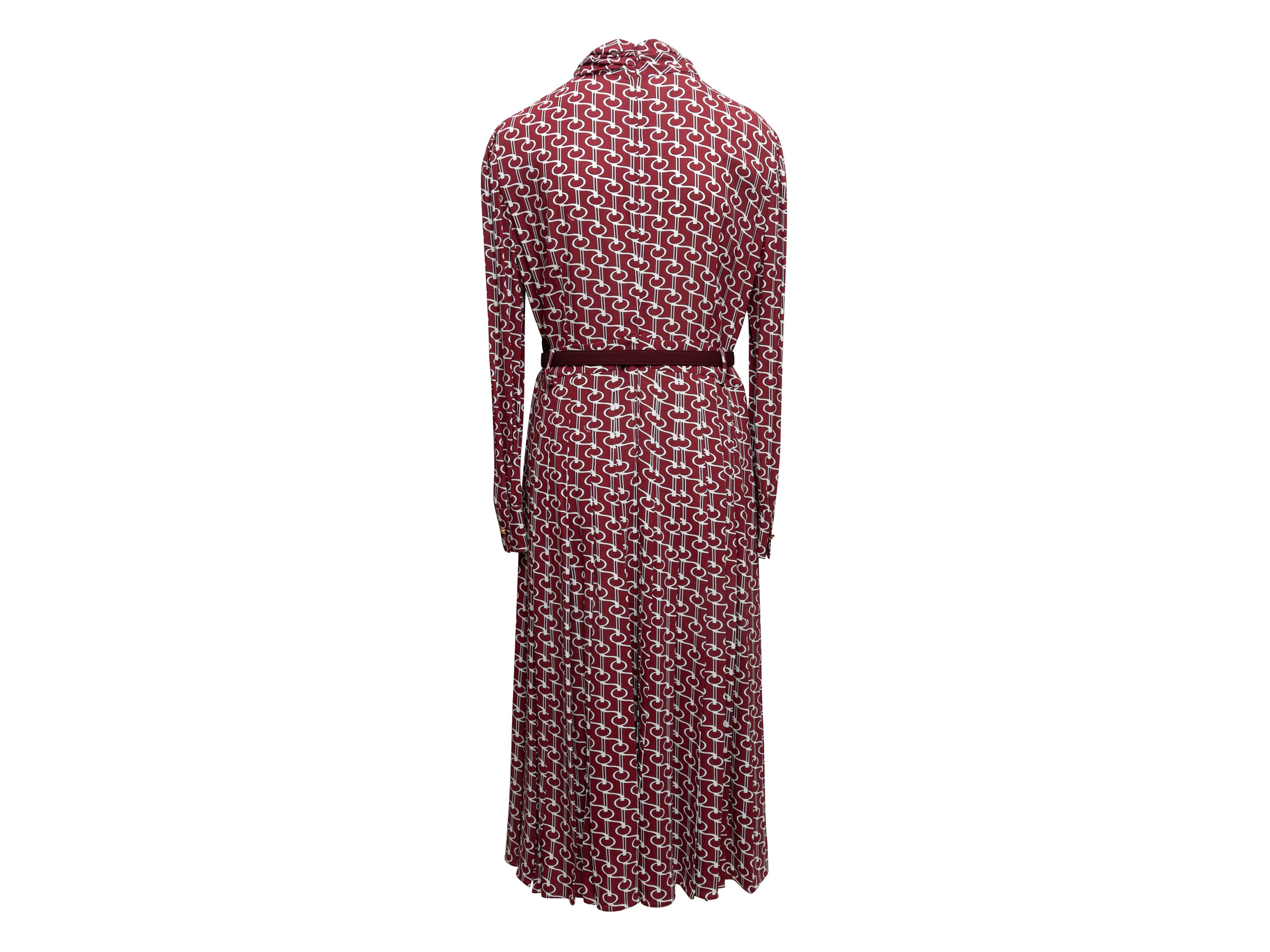 Women's Burgundy & White Prada Abstract Printed Dress Size US M/L