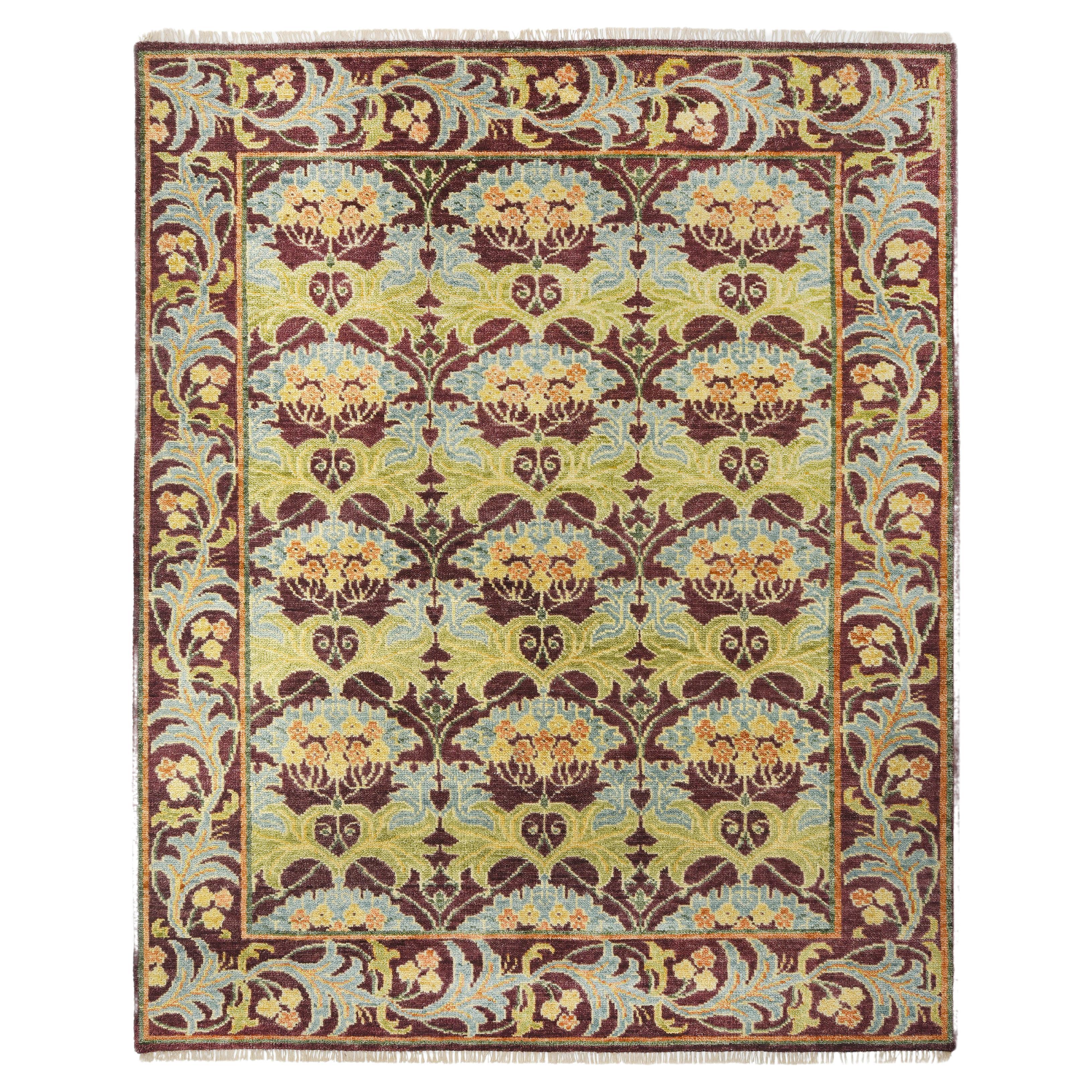 Burgundy William Morris Inspired Area Rug