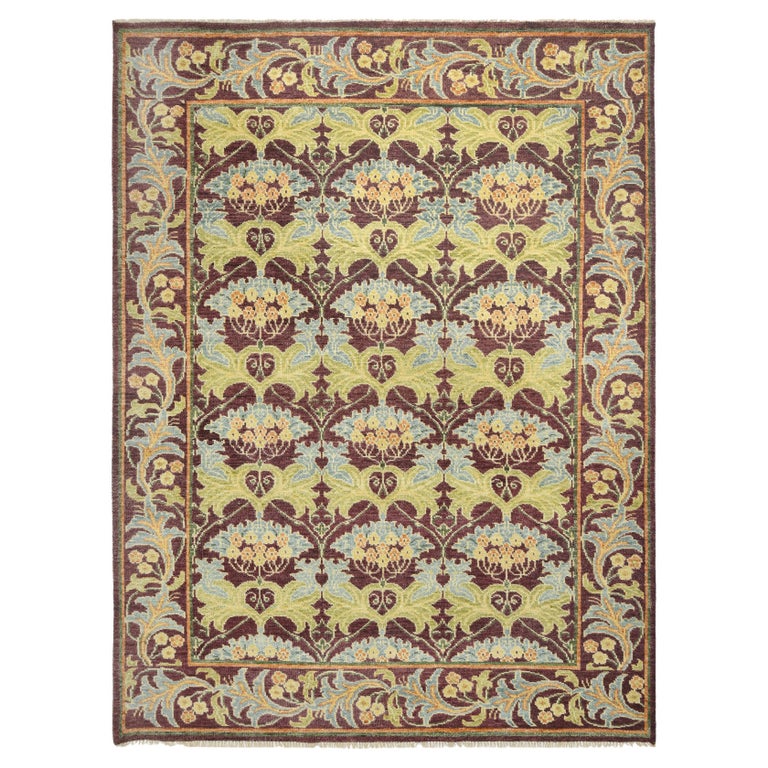 Burgundy William Morris Inspired Area Rug For Sale at 1stDibs